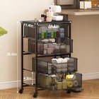 Rolling Cart W  Drawers 4-drawer Storage Cart On Wheels W  Wooden Top Metal