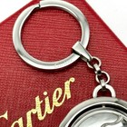 Cartier Keychain Rotating Hallmark Emblem Silver Keyring Disc Charm Ad Vip Gift