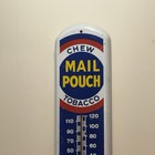 Vintage 39    Tall Metal    mail Pouch   chewing Tobacco Thermometer Sign