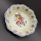 German Cottage Rose Dessert Serving Bowl  Rare Vtg Lavender Luster Pattern