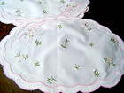 Vintage 50s Set  4 Placemats  Breakfast  Hand Embroidered Floral Design 19 x12 
