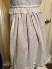 Vintage Apron With Rose Embroidery And Pockets And Lace Ruffles