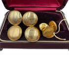 Mismatched Lot 8 Antique Buttons Brass Gold Tn Round 4 Hi Dome Lrg 4 Flat Small