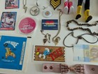 Vintage Junk Drawer Lot Coins Sports Jewelry Kiss Mlb Nba Nhl Mad Dolls Disney