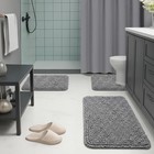 Grey Chenille Bathroom Sets With Shower Curtain And Rugs  Complete Modern Wat   