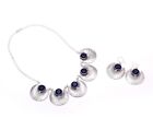 Blue Tanzanite Gemstone Necklace   Earring 925 Sterling Silver Women Jewelry Set