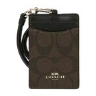 New      Authentic Coach Id Lanyard Card Holder Signature Leather Brown Black  68