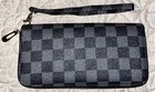 Woman   s Wallet Dark Navy Blue Grey Zip Removable Wristlet 12 Cards Zip Coin New