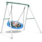 Hapfan 500lbs Heavy Duty Metal Swing Set For Kids Backyard With 50  Saucer Swing