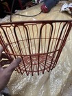 Vintage Metal Wire Garden Egg Basket Old Farmhouse Decor 14 x12 Orange