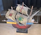 Mayflower Wooden Sailing Ship Model Atop Display Base Hand Crafted Nautical 
