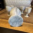 Marbled Gray White Marble Decanter Set W  4 Cordial Glasses Mcm Decor