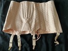 French 1950s Boned Boxed Unworn Pink Girdle Corset Brocade Elastic Sz M l