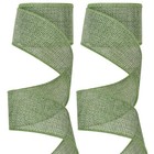 Green Burlap Wired Ribbon For Gift Wrapping  1-1 2 Inch Wired Edge Sage Green