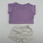 Build A Bear Purple Floral Flower Top Shirt White Rhinestone Shorts Teddy Outfit