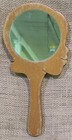Vintage Solid Wood Hand Held Mirror Vanity Makeup Handmade Hand Painted 10 5 