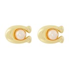 Coach Pearl Signature Woman Earring 341922 Gld 651 New Item