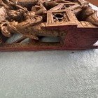 Antique Chinese Carved Wood Gilt Panel Late Qing Figural Architectural Fragment
