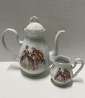 Vtg Child   s 15pc Tea Set - Lidded Teapot Creamer 6 Teacups 6 Saucers Victorian