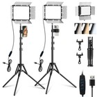 Dimmable Led Video Light Kit With Phone Holder   Barndoor  2800-7000k  73   For
