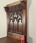 French Antique Gothic Revival Oak Wood Panel shelf