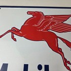 Vintage Mobilgas Sign - Porcelain Mobil Gasoline Pegasus Shield Gas Pump Sign