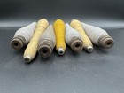Vintage Lot Of 7 Industrial Wooden Spools Bobbins Spindles Thread Or Yarn