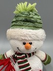 First And Main Snowman Plush 9    Stuffed Animal In Striped Scarf   Green Hat