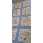 Vintage Handmade Blue Baby Blanket Crib Quilt Embroidered Animal Bedding 