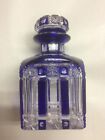 Antique French Cobalt Blue Cut To Clear Glass Decanter Jar Bottle Signed Nancy