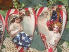 Patriotic Decor 4 Appliqued Hearts Ornaments Handmade 4th Of July Vintage Look
