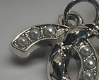 Chanel Crystal pearls Lot 1pc Button Zip Pull 18 Mm  Stamped Silver