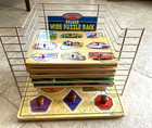Melissa   Doug Lot Of 6 Wood Peg   Sound Puzzles New Metal Storage Rack
