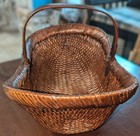 Mid Century Modern Chinese Woven Reed Basket  Rattan  