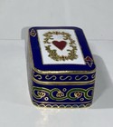Vintage Miniature Cloisonne Enameled Ace Of Hearts Trinket Pill Box