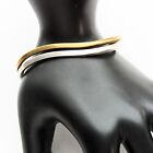 Wave Bangle Bracelet Two Tone Modernist Style Glam Vintage Jewelry 6 