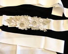 Wedding Gown Sash With Sequins   Beads David s Bridal White Beautiful
