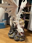 Fantasy White Dragon With Fairy Figurine Resin Statue Collectible