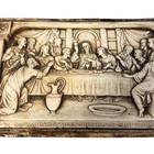 Last Supper Bas-relief Wall Plaque Cast Resin Latin Inscription Christian Decor