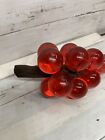 Vintage Red orange Glass Grapes On Driftwood