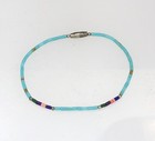 Vintage 925 Sterling Silver Native American Style Full Turquoise Bead Bracelet