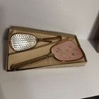 Vintage Vanity Dresser Hand Mirror Brush And Comb 3 Piece Nylon Nos Original Box