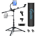 Guitto Microphone Floor Stand With Phone tablet Holder Adjustable Boom Mic Stand