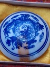 Chinese Wax Seal Red Stamp Set Case Carved Soapstone Blue Dragon Vintage
