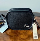 Nwt Coach Coachtopia Black Pebble Leather W  Silver Hardware Mini Crossbody Bag