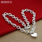 Doteffil 925 Sterling Silver Heart Lock Pendant Necklace Women Wedding Jewelry