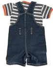 Harley Davidson   Newborn Boys Denim Overalls S s Striped Shirt 2 Piece Kids Set