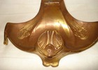 Vintage Art Nouveau Ornate Cast Metal Gold Tone Footed Desk Inkwell Ink Well