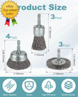 10 Pcs Wire Brush For Drill  Coarse Carbon Steel Crimping Wire Wheel Brush  1 4