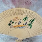 Vintage Bamboo Folding Hand Fan Double-sided Cutout Scene Chinese Art Peacock